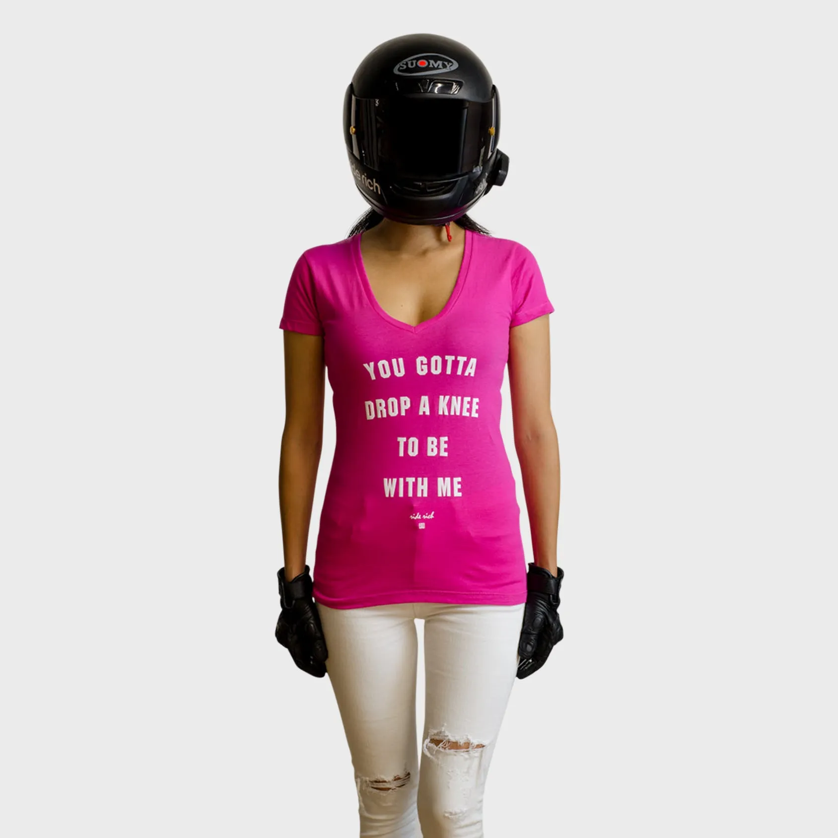 Drop A Knee V-Neck Tee {Hot Pink}