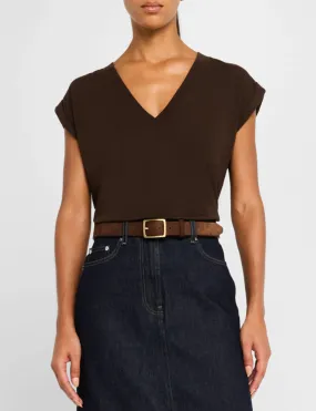 Easy V-Neck Tee, Chocolate Brown