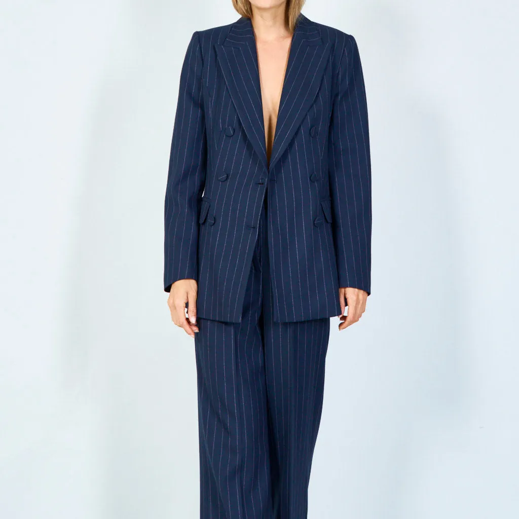 Elegant double-breasted pinstripe blazer wholesale