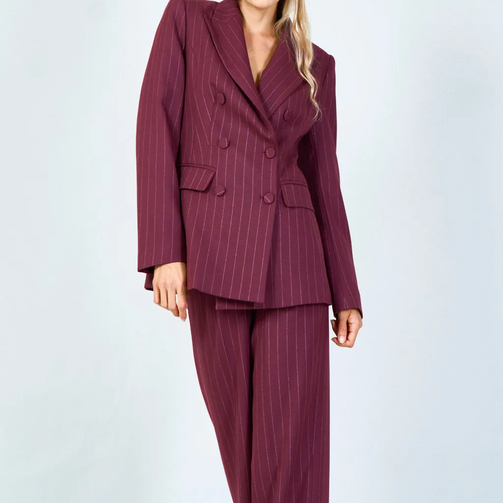 Elegant double-breasted pinstripe blazer wholesale