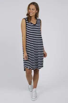 Elm - Scoop Tank Dress - Navy Stripe