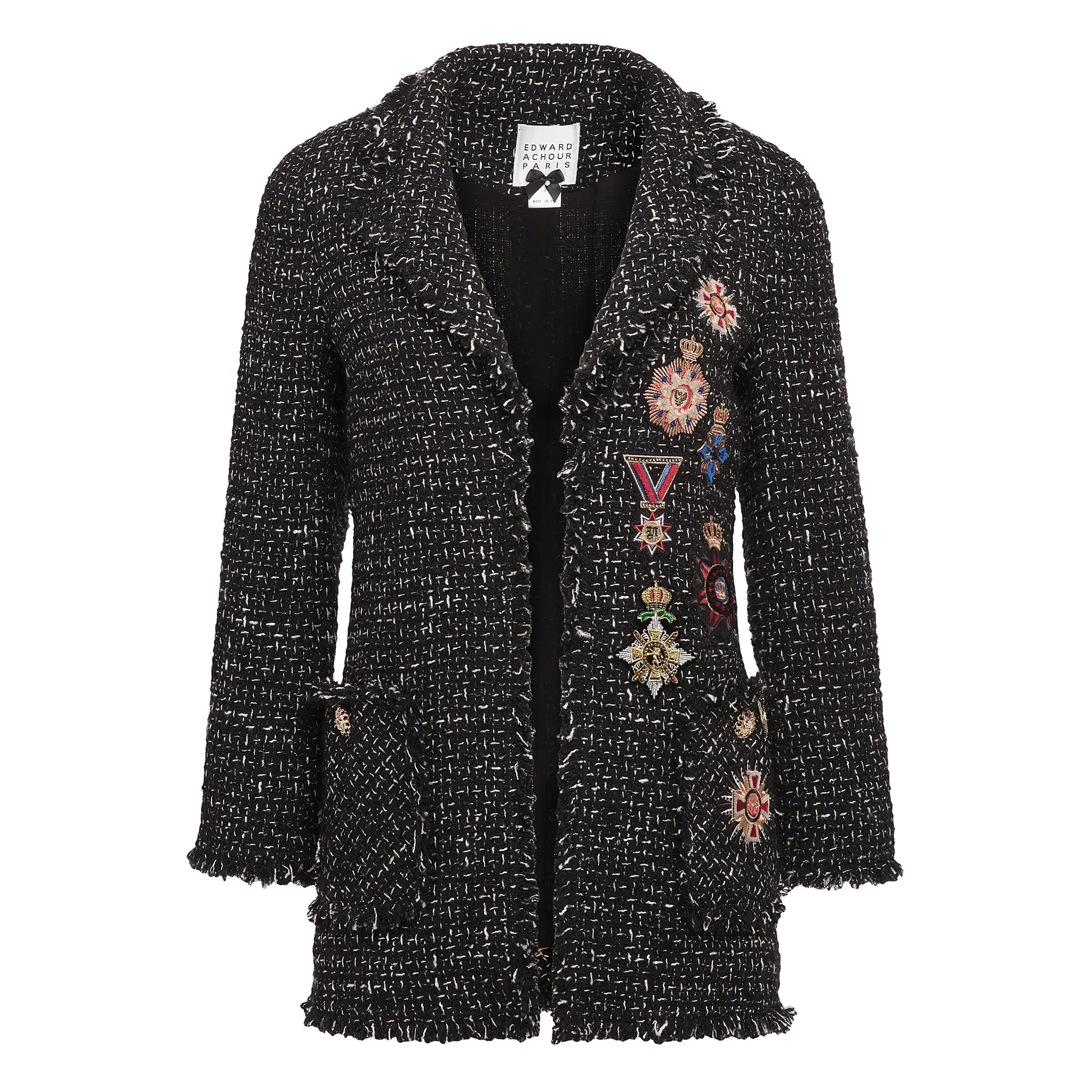 Embellished Vintage Patch Jacket - Black