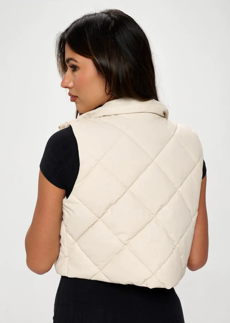 Faux Leather Puffer Vest