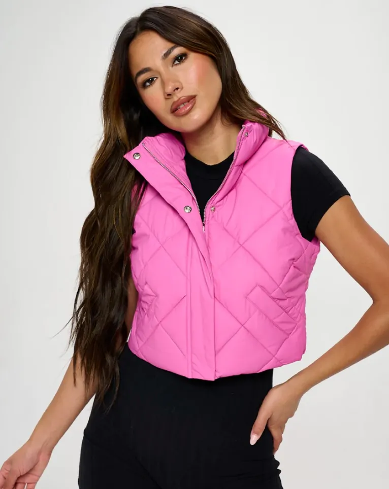 Faux Leather Puffer Vest