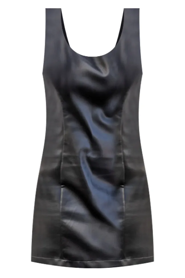 Forgive And Forget Black Leather Tank Mini Dress FINAL SALE