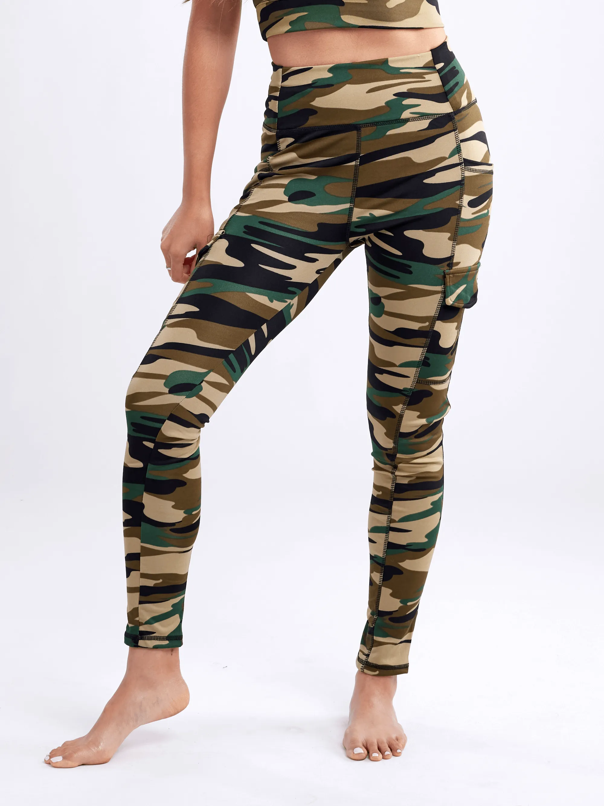 High-Waisted Leggings with Side Cargo Pockets