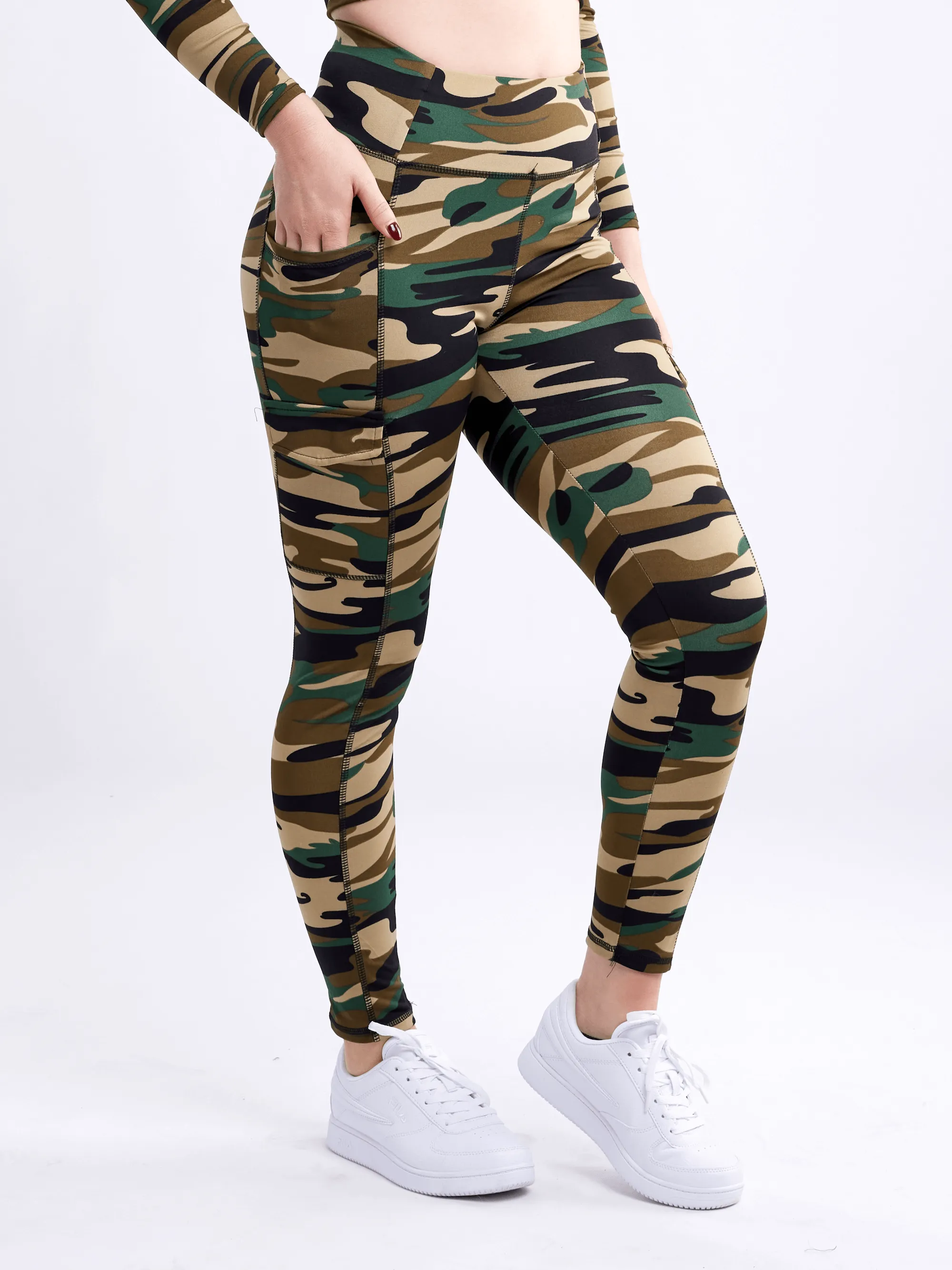 High-Waisted Leggings with Side Cargo Pockets