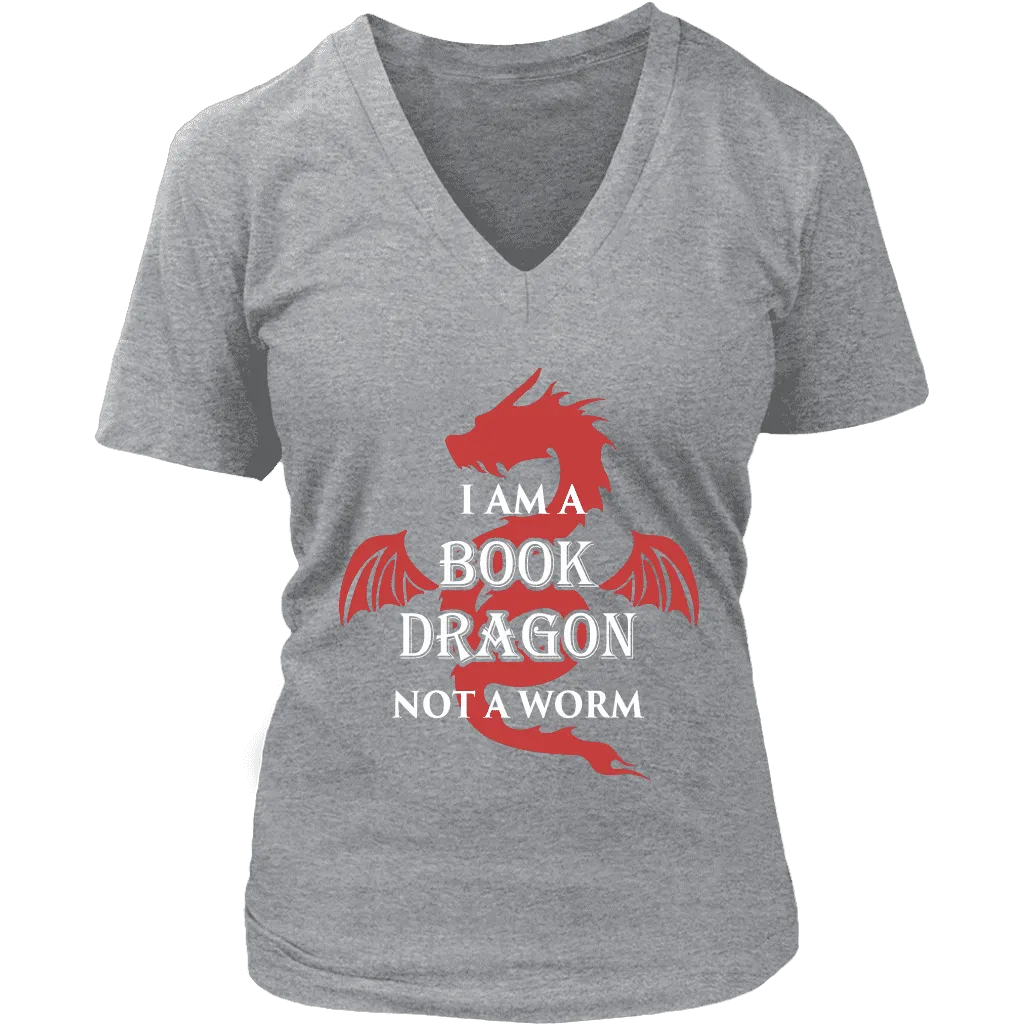 I Am A Book Dragon V-neck T-shirt