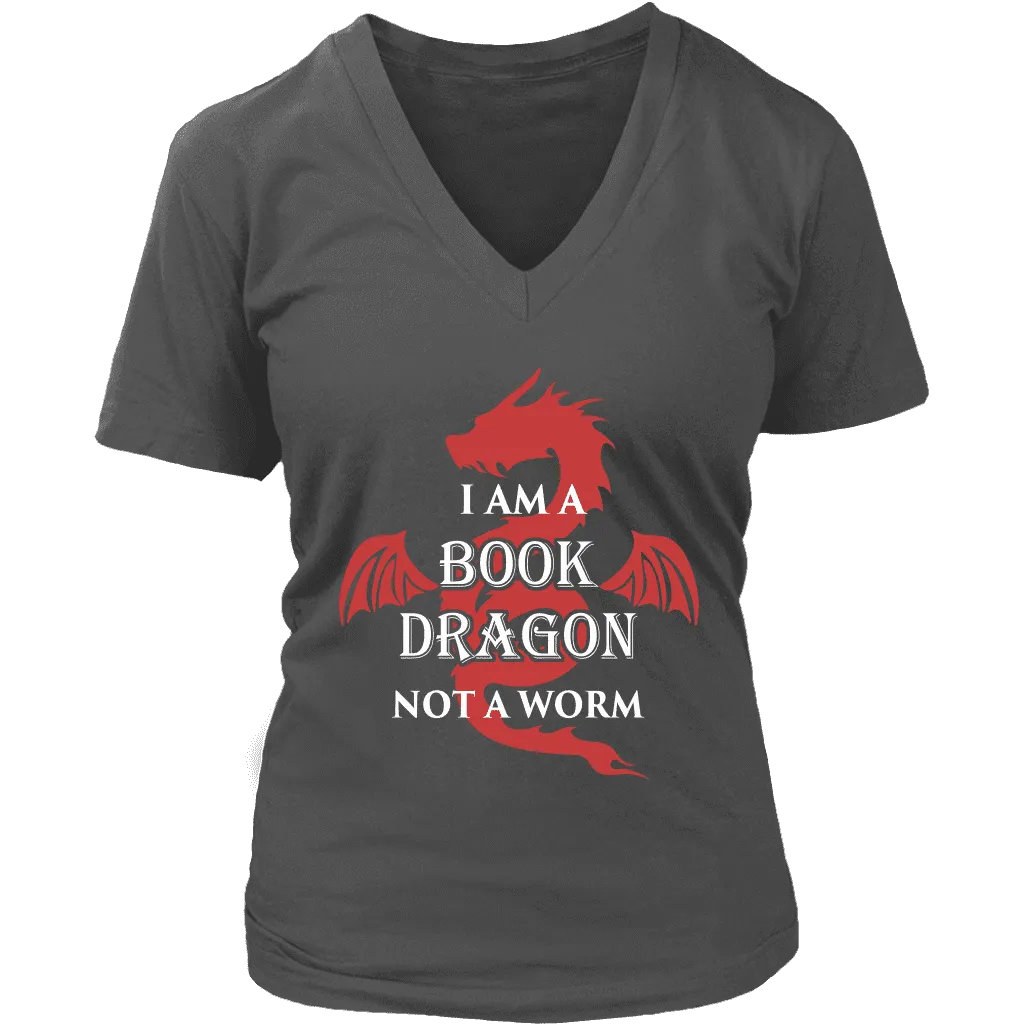 I Am A Book Dragon V-neck T-shirt