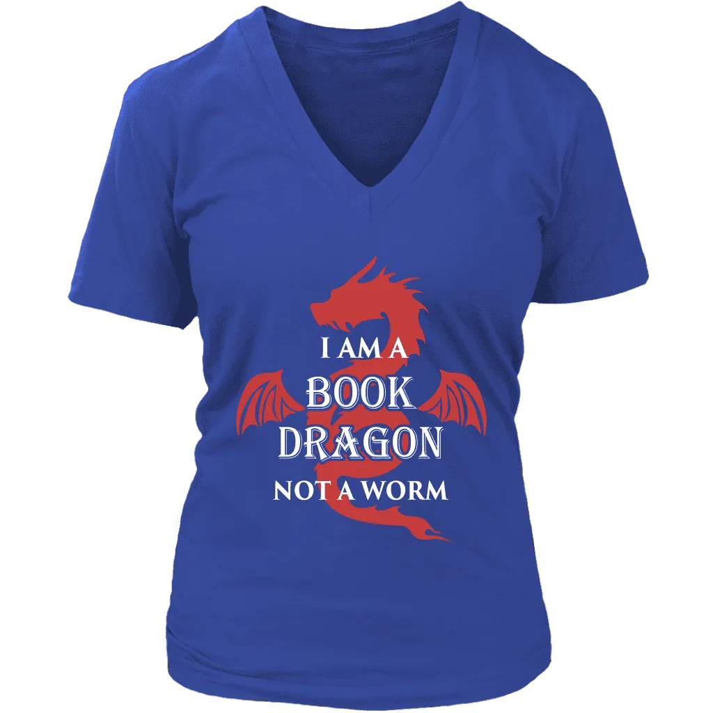 I Am A Book Dragon V-neck T-shirt