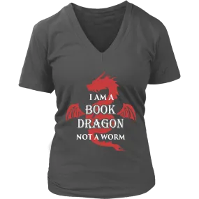 I Am A Book Dragon V-neck T-shirt