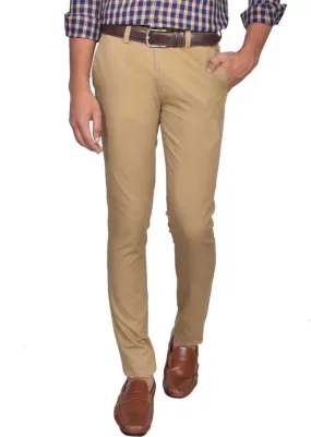 Khaki Solid Narrow Fit Trouser