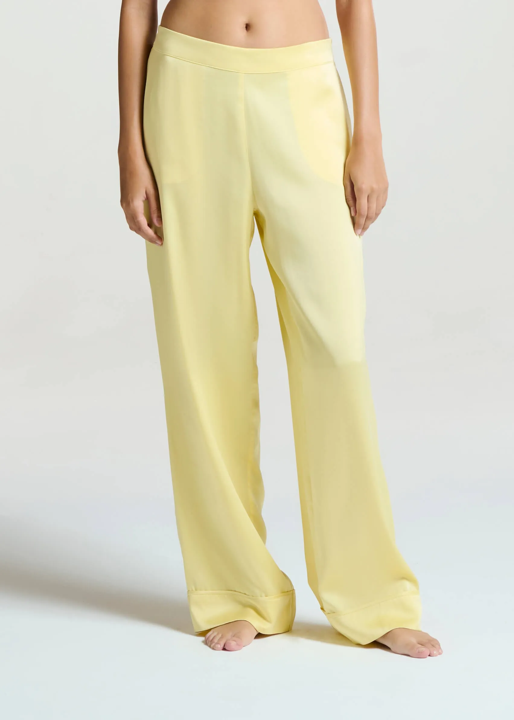 London Pyjama Bottom Lemon Silk Charmeuse