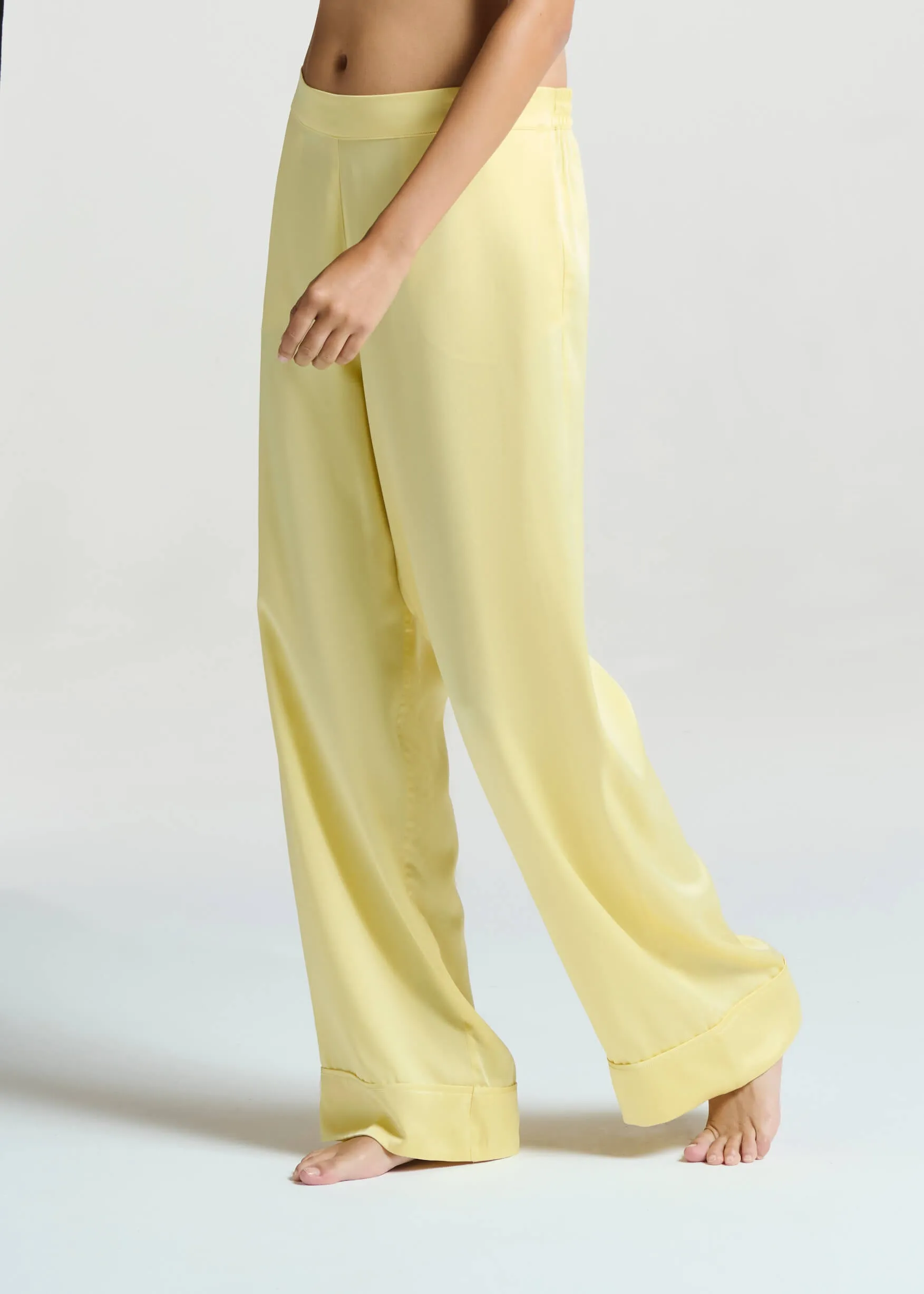 London Pyjama Bottom Lemon Silk Charmeuse