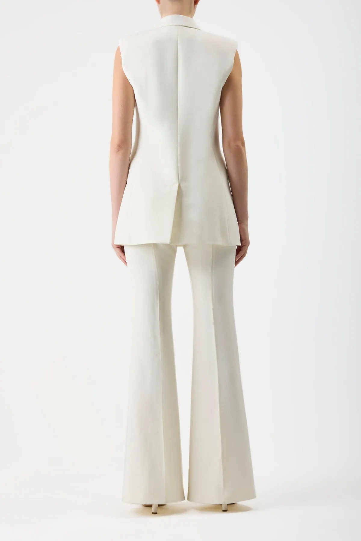 Mayte Vest in Ivory Silk Wool Cady