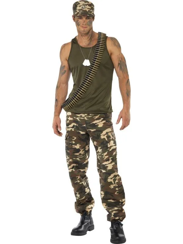 Mens Costume - Khaki Camo Rambo