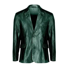 Men's Croco Printed GREEN CUSTOM Leather Blazer