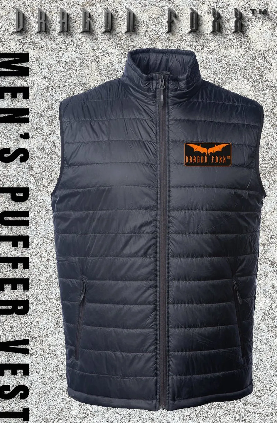 Men's Dragon Foxx™ Dragon Wings - Black Puffer Vest