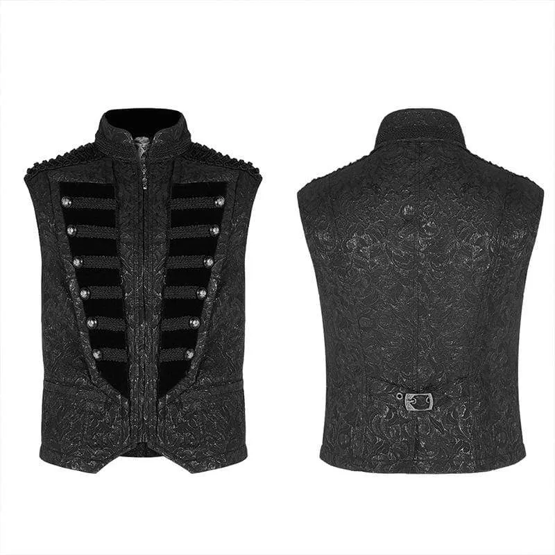 Men's Gothic Jacquard Front Breasted Vests