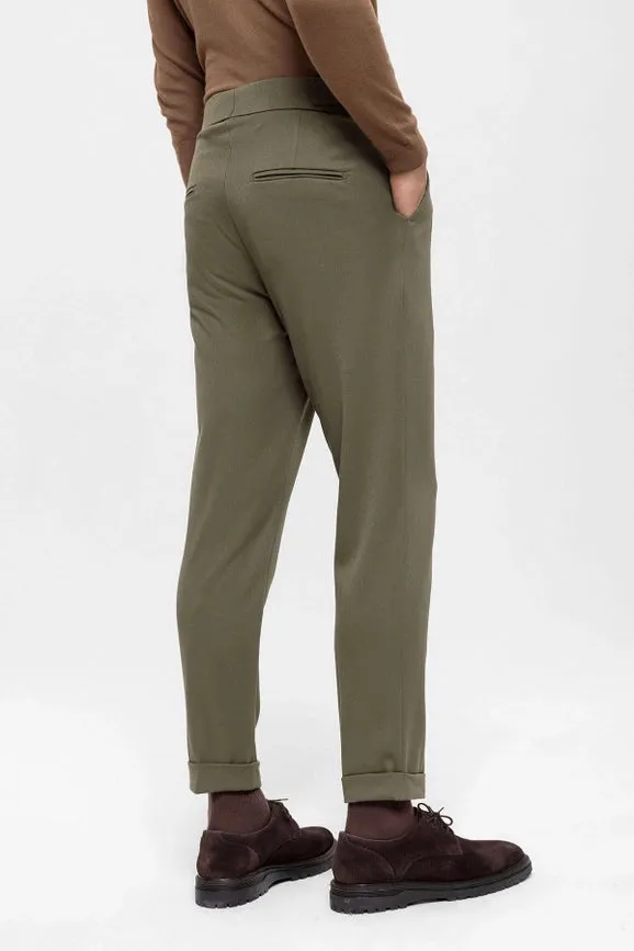 Men's Khaki High Waist Pleated Trousers