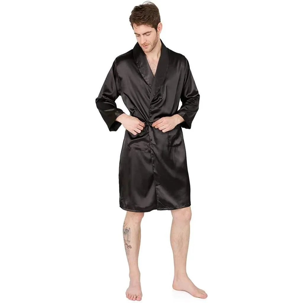 Men's Silk Kimono Robe Long Sleeve Silk Robe for Men