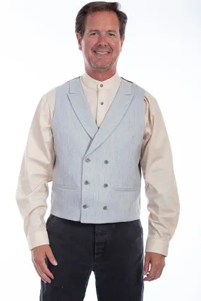 Men's Western Vest Collection: Rangewear Double Breast Herringbone Light Grey