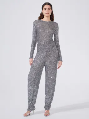 Moonshine Sequin Knit Trousers Grey