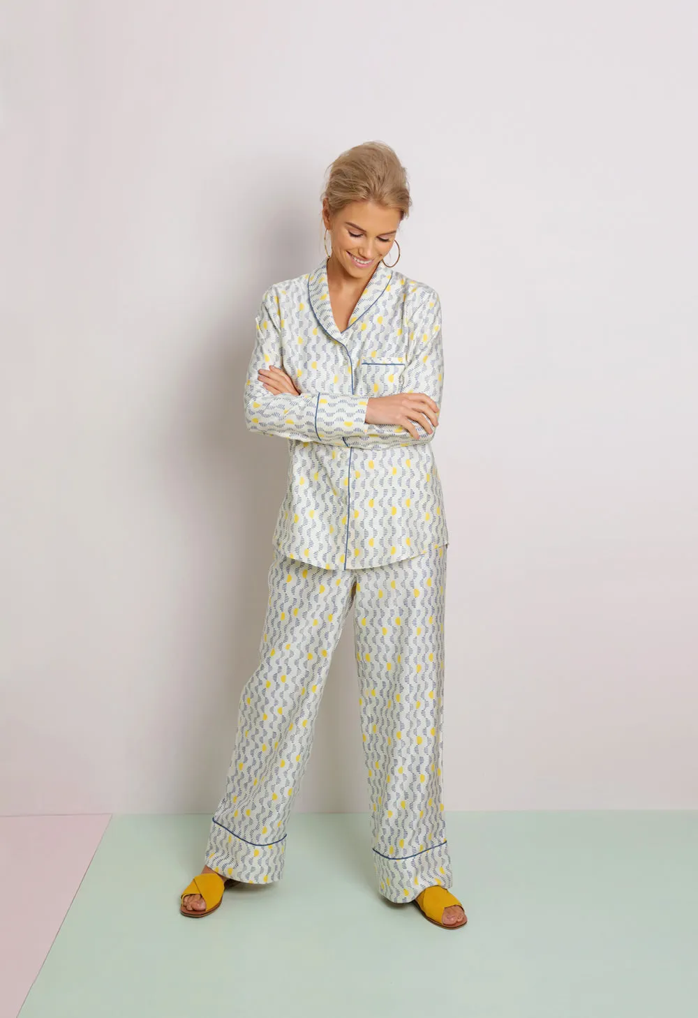 Mulberry Silk Pyjamas - Kochi Blue