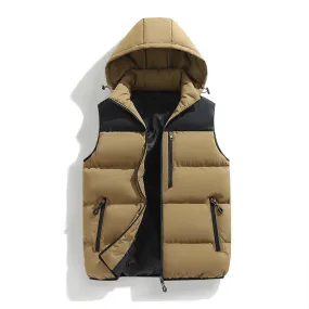 Multipocket Waterproof Hooded Male Puffer Vest (5 colors)