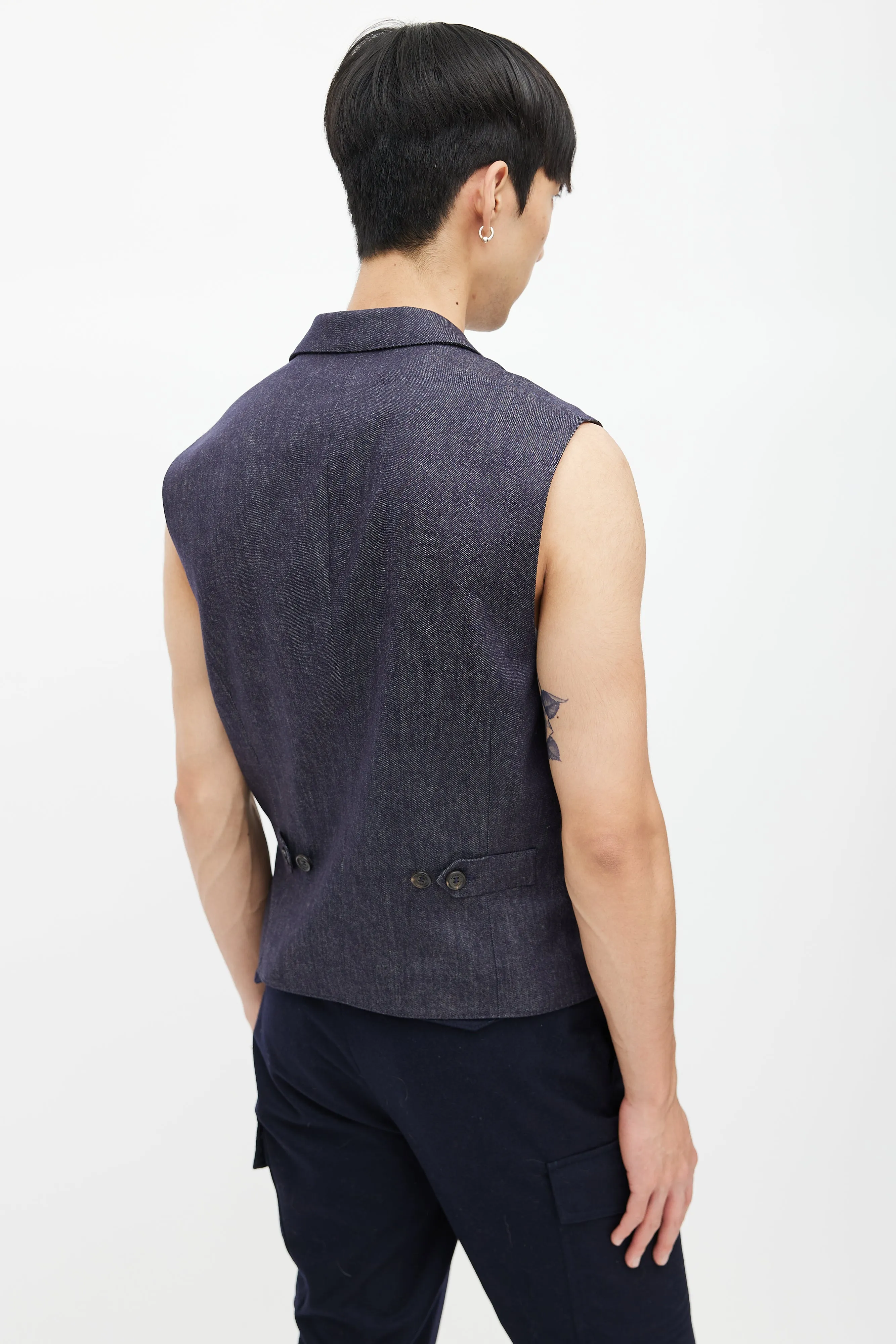 Navy Wool Double Breasted Vest