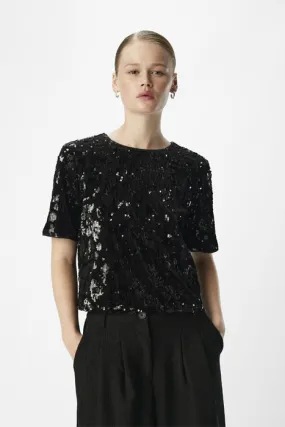 Object Emine Black Sequin Top