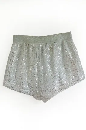 One Friday Kids Girls White Sequin Short