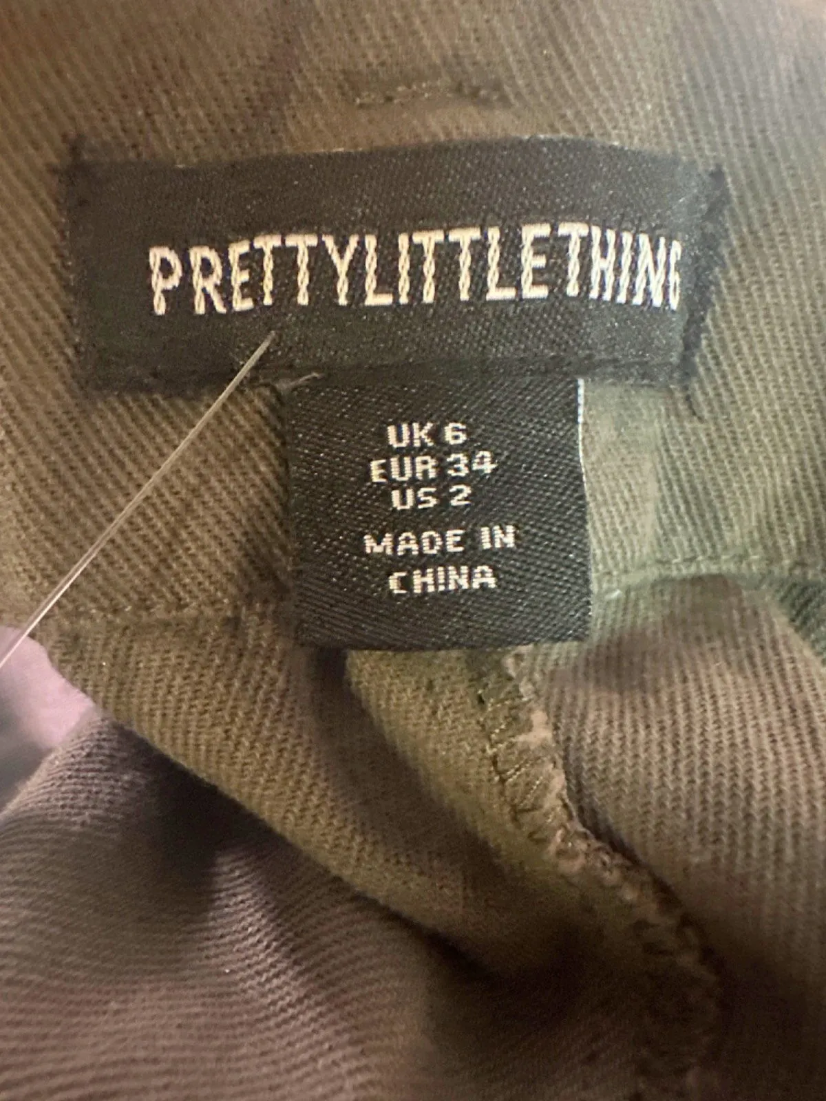 PrettyLittleThing Khaki Cargo Trousers UK 6