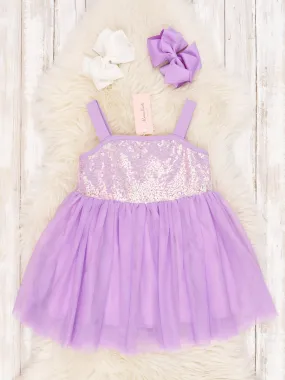 Purple Sequin Tulle Tank Dress