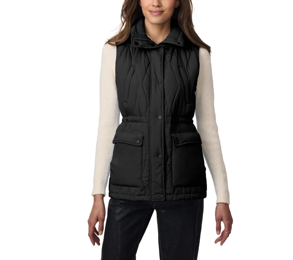 Quilted Puffer Vest with Patch Pockets Black