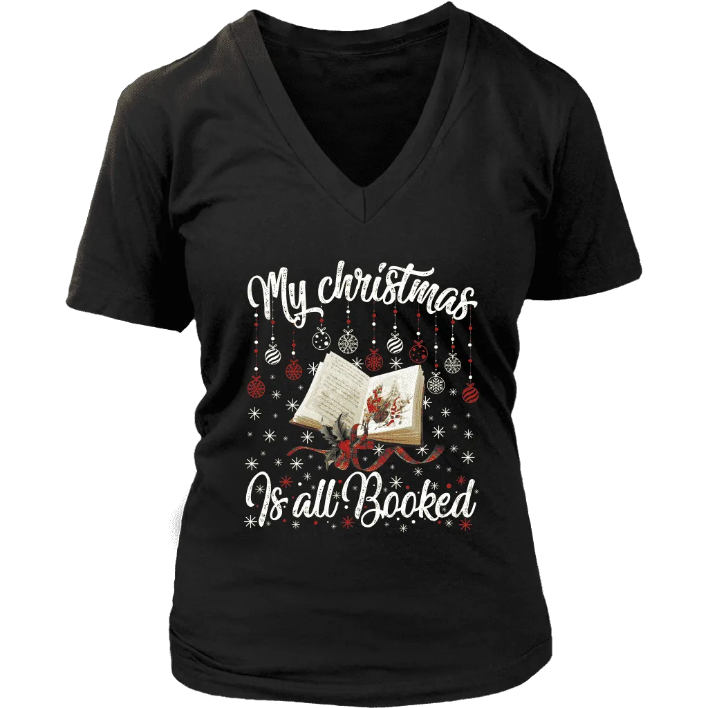 "My Christmas Is All Booked" V-neck Tshirt