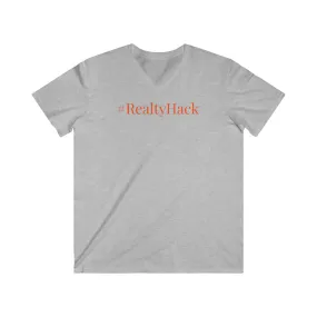 #RealtyHack Men's Fitted V-Neck Short Sleeve Tee