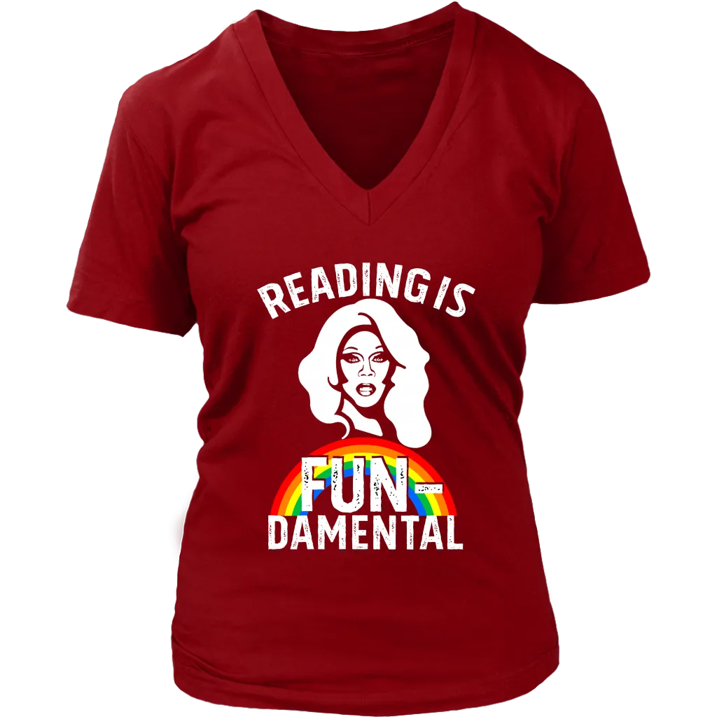 Rupaul"Reading Is Fundamental" V-neck Tshirt