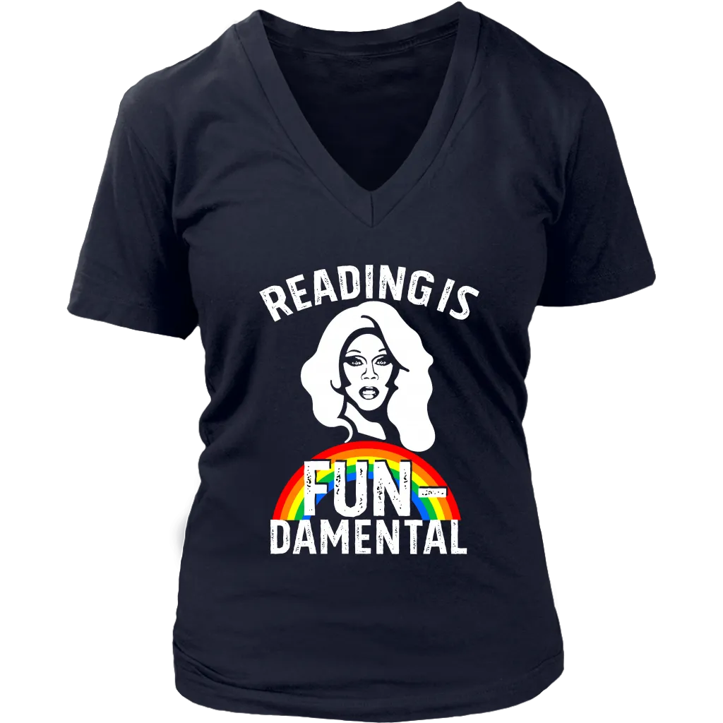 Rupaul"Reading Is Fundamental" V-neck Tshirt