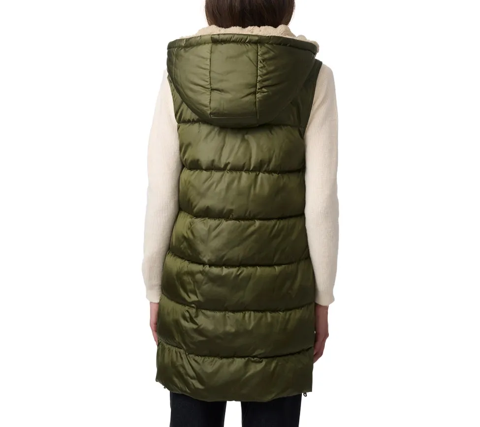 Sherpa Lined Puffer Vest  Army Green