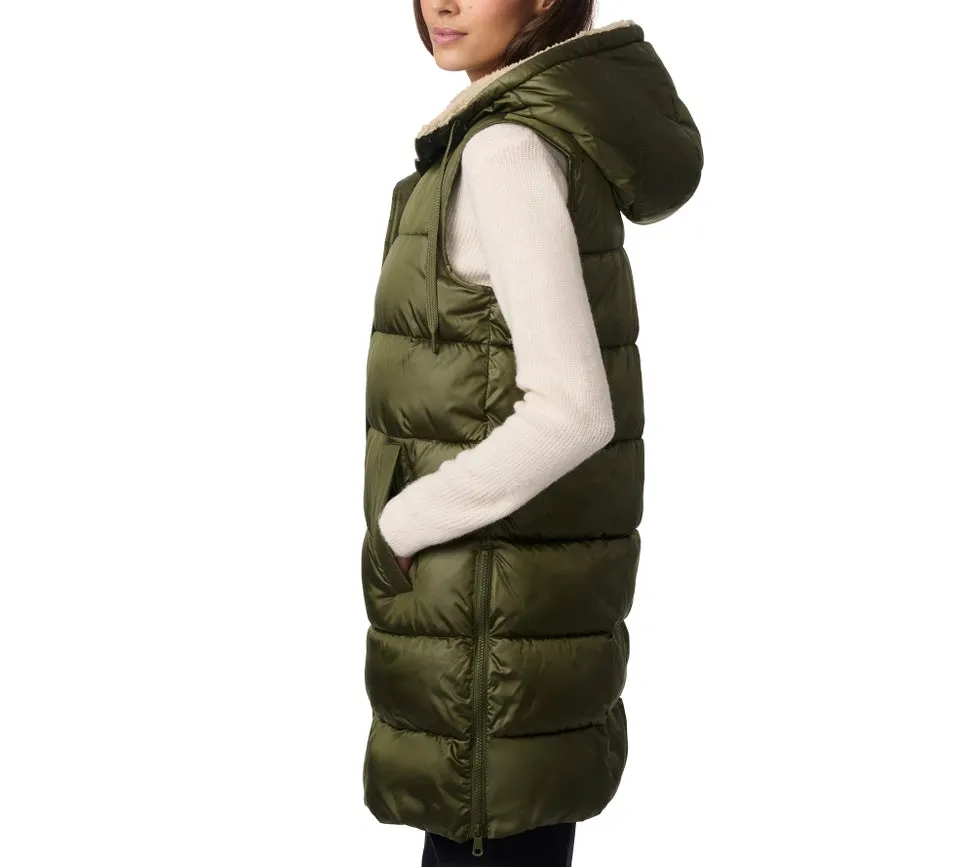 Sherpa Lined Puffer Vest  Army Green