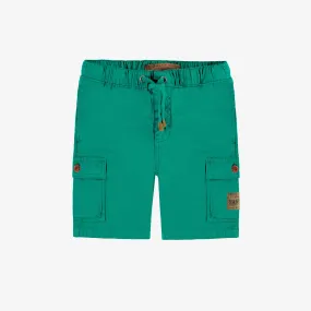 Short coupe régulière en twill très extensible vert, enfant || Regular fit green short in stretch twill, child