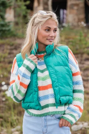 Sights To See Green Cropped Puffer Vest FINAL SALE