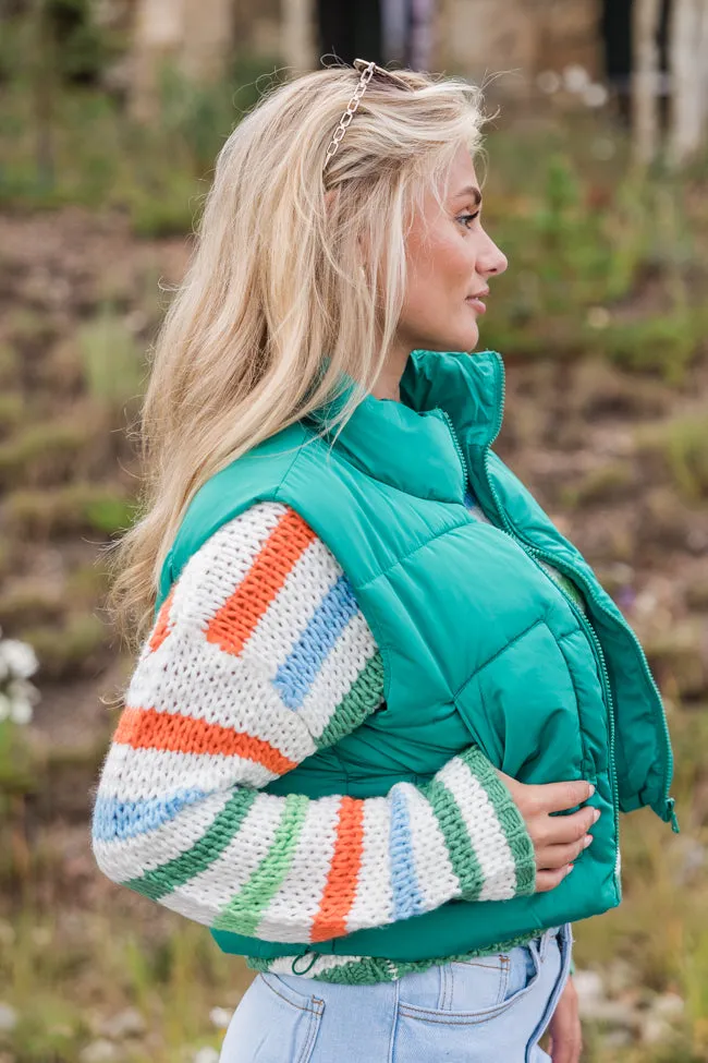 Sights To See Green Cropped Puffer Vest SALE