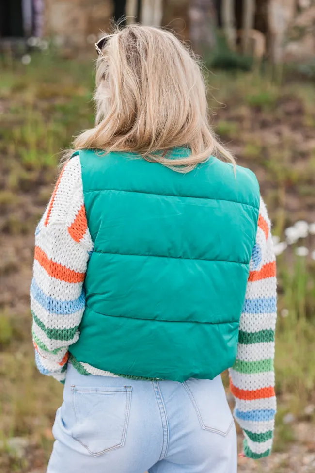 Sights To See Green Cropped Puffer Vest SALE