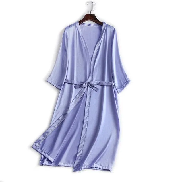 Silk Satin Knee length Night Robe