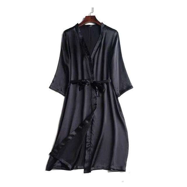 Silk Satin Knee length Night Robe