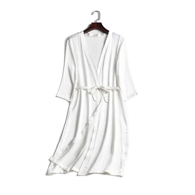 Silk Satin Knee length Night Robe