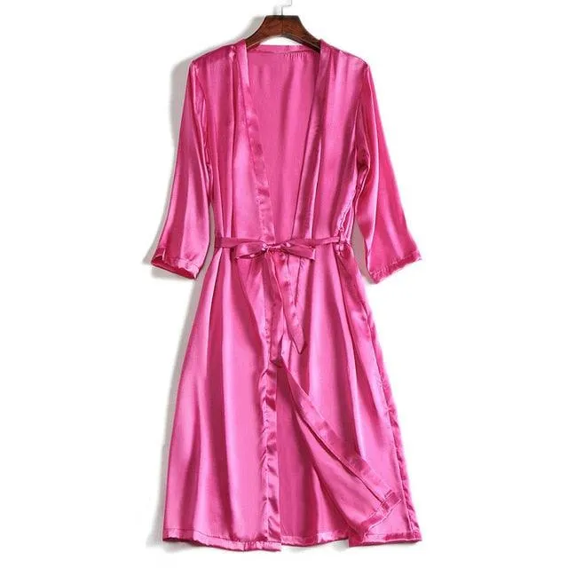 Silk Satin Knee length Night Robe