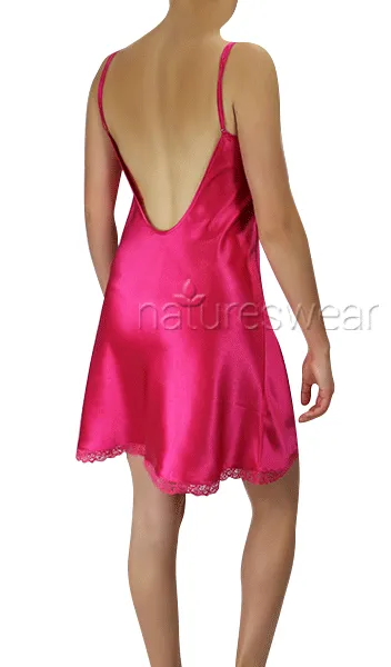 Siren Silk  Low Back Fuschia Chemise